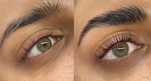 2 in 1 Brow Lamination and Lash Lift before and after at We Are Sweet Cheeks in Shrewsbury